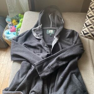 Roots  jacket, button up, black and gray